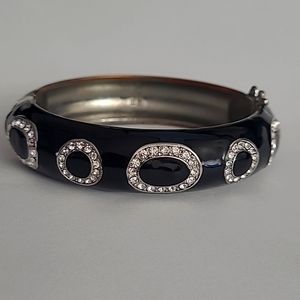 Black Enamel Clamper Bracelet Bangle